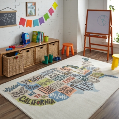 Mohawk Prismatic States Map Kids 3'4" x 5' Area Rug, , rollover