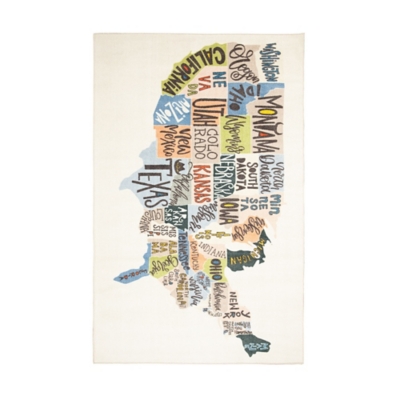 Mohawk Prismatic States Map Kids 3'4" x 5' Area Rug, , large