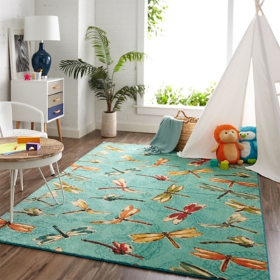 Mohawk Prismatic Summer Dragonflies Aqua Kids 3'4" x 5' Area Rug, Multi, rollover