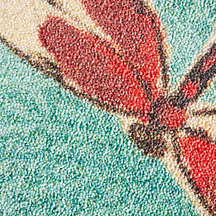 A modern multicolored medley of dragonflies soars over the teal aqua blue colored contemporary canvas of Mohawk Homes Summer Dragon Flies Area Rug. Fun and fresh for kids corners or anywhere you crave a little more color, this whimsical nature inspired design is sure to wake up any space! When it comes to color, the sky is no longer the limit with the infinite possibilities of Mohawk Homes revolutionary Prismatic Collection. Thoughtfully crafted in the U.S.A. in small batches utilizing Mohawk Homes exclusive Precision Dye Injected Printer, the Prismatic Collection is redefining printed rugs, literally one original design at a time. Each style in this collection features superior strength, stain resistance, and a cozy soft touch. Consciously created with EverStrand yarn, Mohawk Homes exclusive premium recycled polyester produced from post-consumer plastic water bottles, this collection offers environmentally friendly options that are as easy on the eyes as they are the world around us.Kids/Tween Collection | Printed Area Rug | Made in the USA | 100% EverStrand