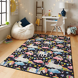 This intricate multicolored area rug is a delightful addition to any contemporary decor. Made of Precision Dye Injected EverStrand fiber fabric, this rug is the perfect blend of pleasant patterns and fine texture.Kids/Tween Collection | Printed Area Rug | Made in the USA | 100% EverStrand