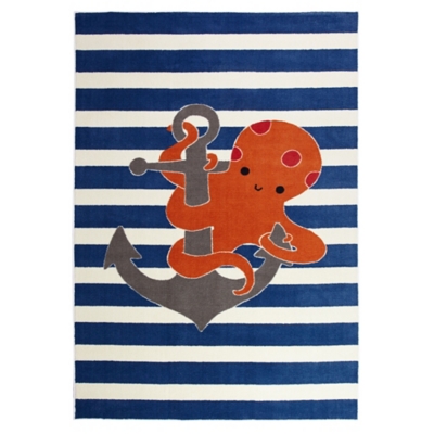 Mohawk Aurora Kids Little Octopus 5' x 8' Area Rug, Navy, large