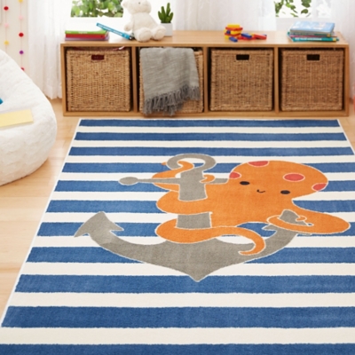 Mohawk Aurora Kids Little Octopus 7'6" x 10' Area Rug, Navy, rollover