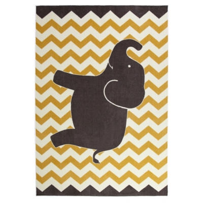 Mohawk Aurora Kids Lucky Elephant Yellow 5' x 8' Area Rug, Yellow, large