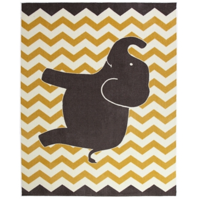 Mohawk Aurora Kids Lucky Elephant Yellow 7'6" x 10' Area Rug, Yellow, large