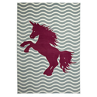 Full of fantasy and fun, the royal mauve unicorn of our Majestic Unicorn area rug steals the show! Part of our Kids Interactive collection, this one was created with our premium Wear-Dated nylon fiber for a soft touch and dependable durability. The fiber utilized in the design of this product has been performance-tested to meet strict standards of durability and stain resistance, for a quality you can trust!Kids/Tween Collection | Printed Area Rug | Made in the USA | 100% Nylon