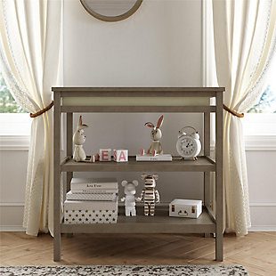 You absolutely love being out in nature – foraging for wild mushrooms and planting native flowers for butterflies and other pollinators is much more your style than searching for baby change tables for your little one that will be here before you know it!  With the Little Seeds Sierra Ridge Ashton Grey Changing Table, the search for baby change tables will be over, giving you more time to plan outdoor adventures with your new little explorer.  With its nontoxic, coastal grey finish and solid wood construction, this changing table will bring a sense of nature into your nursery design.  The Little Seeds Sierra Ridge Ashton Grey Changing Table’s top shelf fits a standard size changing pad (sold separately), while the two lower opentier shelves provide plenty of storage space for your little sprout’s changing necessities.  Little Seeds not only creates this and many more on trend baby and kids’ furniture pieces, we also partner with various environmental protection programs to protect pollinator and other wildlife habitats for future generations.Transitional design open changer with a nontoxic rustic inspired finish | Threetier open frame solid wood construction. Top tier accommodates a standard size changing pad (sold separately). | Pair with the rest of the collection to get the complete look (sold separately). | Ships in one box. Some assembly required, hardware included. 1year limited warranty. | Ships in one box | Assembly required; hardware included | Replacement parts available | 1-year limited warranty