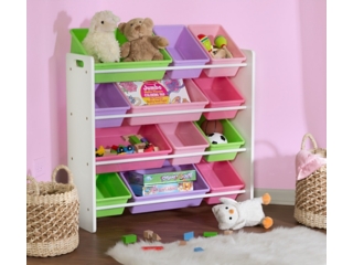 Humble Crew Toy Storage Organizer with Shelf and 9 Storage Bins, White