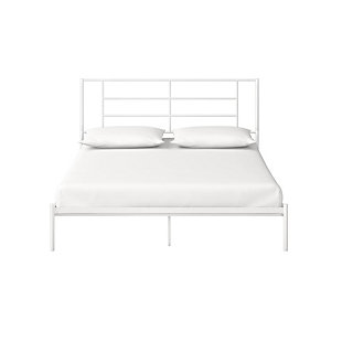 Coralie Metal King Bed, White, large