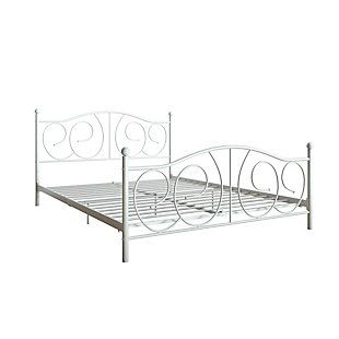 Vinci Queen Metal Bed, White, large