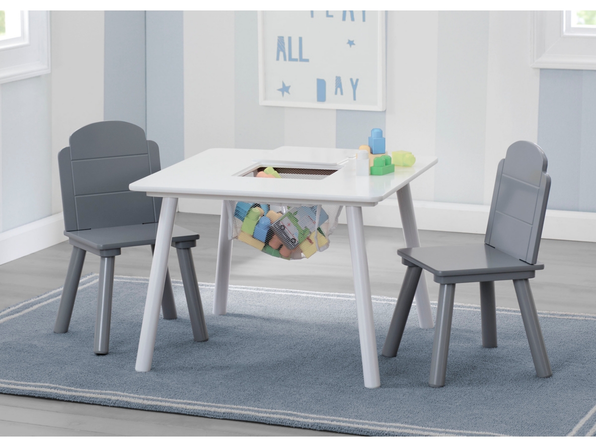 Delta Children Finn Table And Chair Set With Storage, White/gray, , large