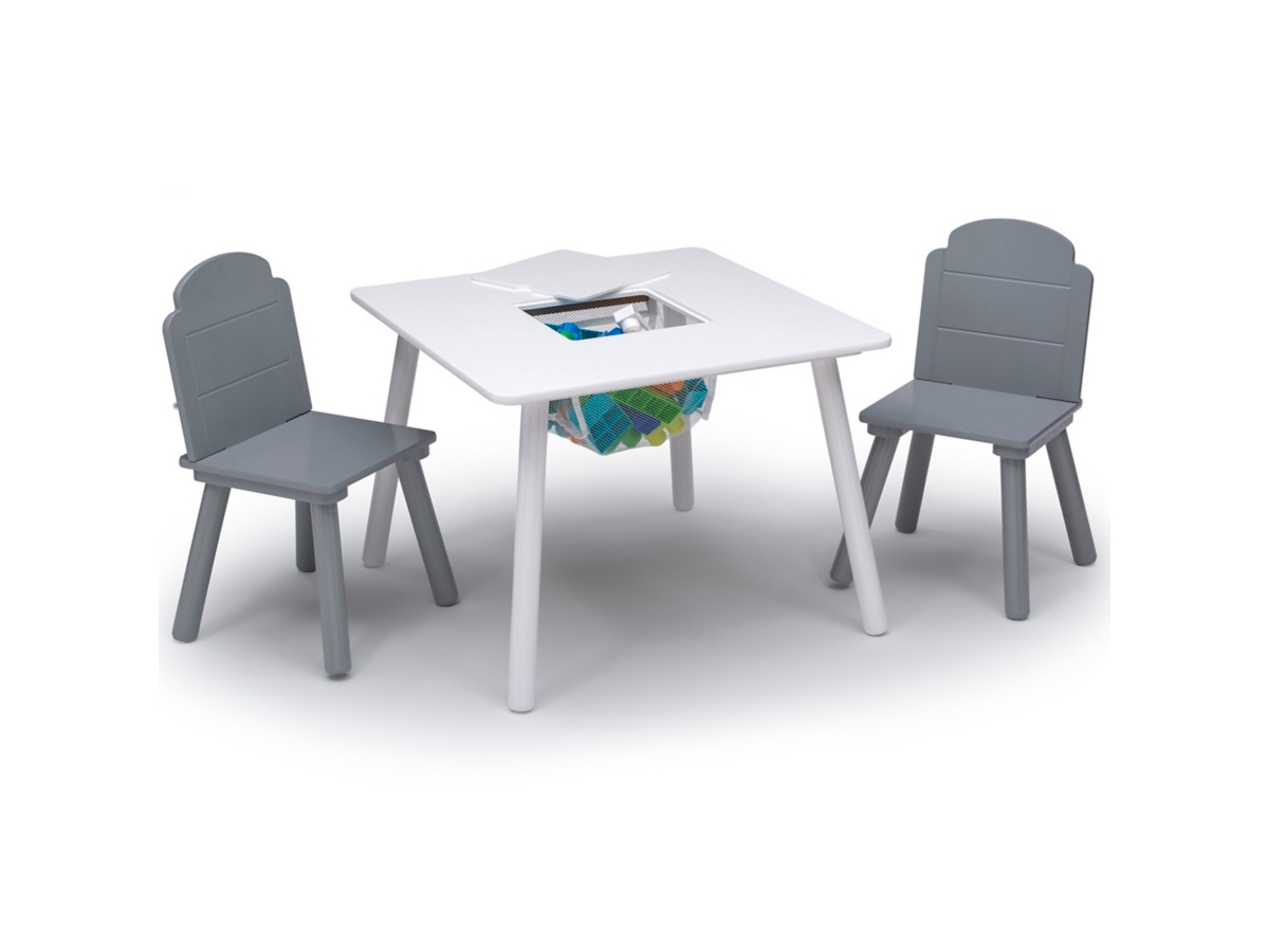 Delta Children Finn Table And Chair Set With Storage, White/gray, , large
