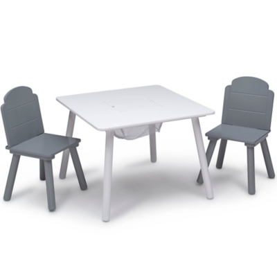 Delta Children Finn Table And Chair Set With Storage, White/gray, , large
