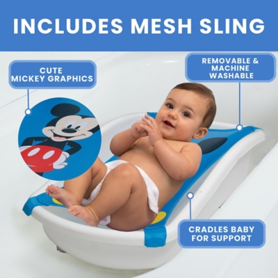 Delta Children Disney Mickey Mouse My First Bubble Bath By – 3-in-1 Newborn To Toddler Bathtub With Sling And Bubble Blower, Blue, large