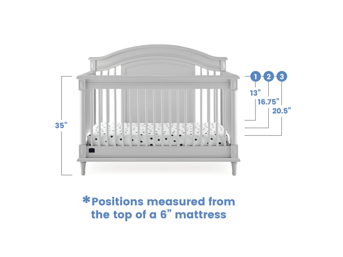 Delta Children Kids Juliette 6-in-1 Convertible Crib With Toddler Rail, Moonstruck Gray, Gray, large