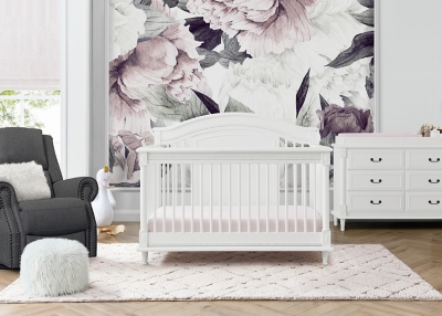 Delta Children Kids Juliette 6-in-1 Convertible Crib With Toddler Rail, Bianca White, White, large