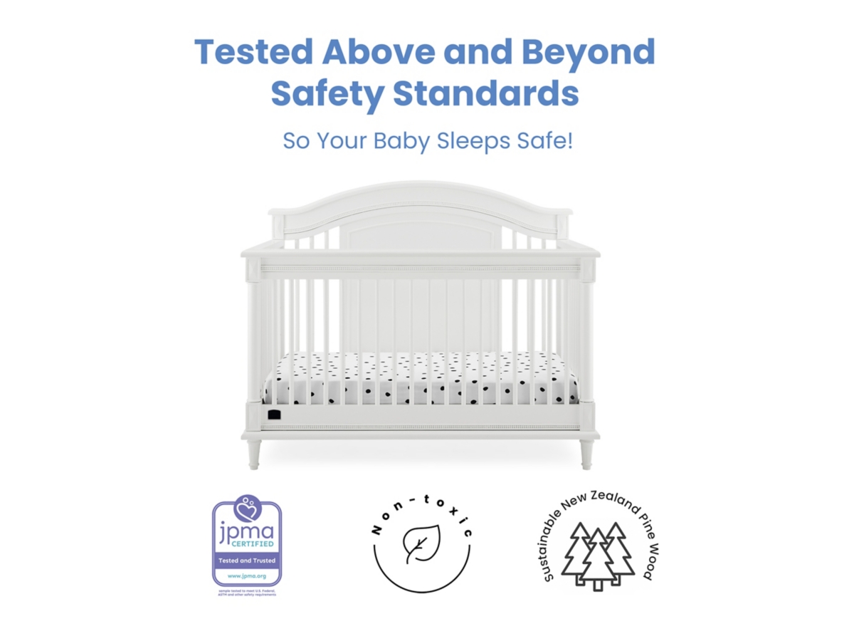 Delta Children Kids Juliette 6-in-1 Convertible Crib With Toddler Rail, Bianca White, White, large