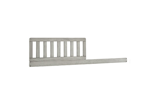 The elegant curves and shiplap-inspired headboard of the Asher 6-in-1 Convertible Baby Crib by Simmons Kids are brought to life with a lightly textured finish. A great option for your baby's nursery, this convertible crib features a dramatic silhouette that will make it the focal point of any bedroom for years to come. Its grow-with-me design features three adjustable height levels that allow the crib to be lowered as your child grows, plus it converts from a crib, to a toddler bed, sofa, daybed, size bed with headboard or size bed with headboard and footboard. The only bed your little one will ever need, this versatile crib will take you from the nursery to high school, and all the years in between. Toddler Guardrail included; Size Bed Rails sold separately. Given the hand applied nature of this baby crib’s finish, variations in the wood are to be expected and celebrated. Producing the finest furniture for over 80 years, Simmons Kids has always been committed to the safety of every family. All Simmons Kids cribs are JPMA certified, are rigorously tested to meet or exceed all industry safety standards.Safe option for your baby: this crib is jpma certified to meet or exceed all safety standards set by the cpsc & astm; we know chemicals have no place in your nursery, so we use a non-toxic multi-step painting process that is lead and phthalate safe | 6-in-1 convertible crib: crib converts to toddler bed, daybed, sofa, a size bed with headboard and footboard and size bed with headboard only; daybed/sofa/toddler guardrail kit included ( size wood bed rails #330750 or size metal bed frame #0040 sold separately); available in rustic mist or rustic grey. Crib features a softy textured finish that’s hand applied | Adjustable height: adjustable height mattress support with 3 convenient positions to grow with your baby | Coordinating items: pair with the asher 6 drawer dresser with changing top for the perfect baby nursery, uses a standard size crib mattress (sold separately) to ensure the perfect fit pair your crib with a delta children, serta, beautyrest or simmons kids crib mattress | Quality material: made of sustainable woods like new zealand pine and tsca compliant engineered wood tested for lead and other toxic elements to meet or exceed government and astm safety standards | Size: assembled dimensions: 56.75"w x 31"d x 49.5"h, easy assembly