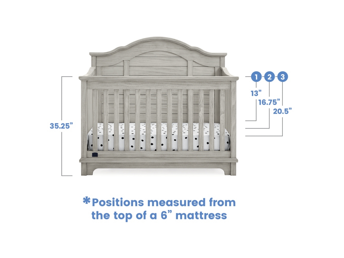 Delta Children Asher 6 in 1 Convertible Crib with Toddler Rail Ashley