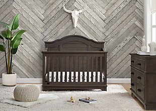 Delta Children Kids Asher 6-in-1 Convertible Crib With Toddler Rail, Rustic Gray, Brown/Beige, rollover