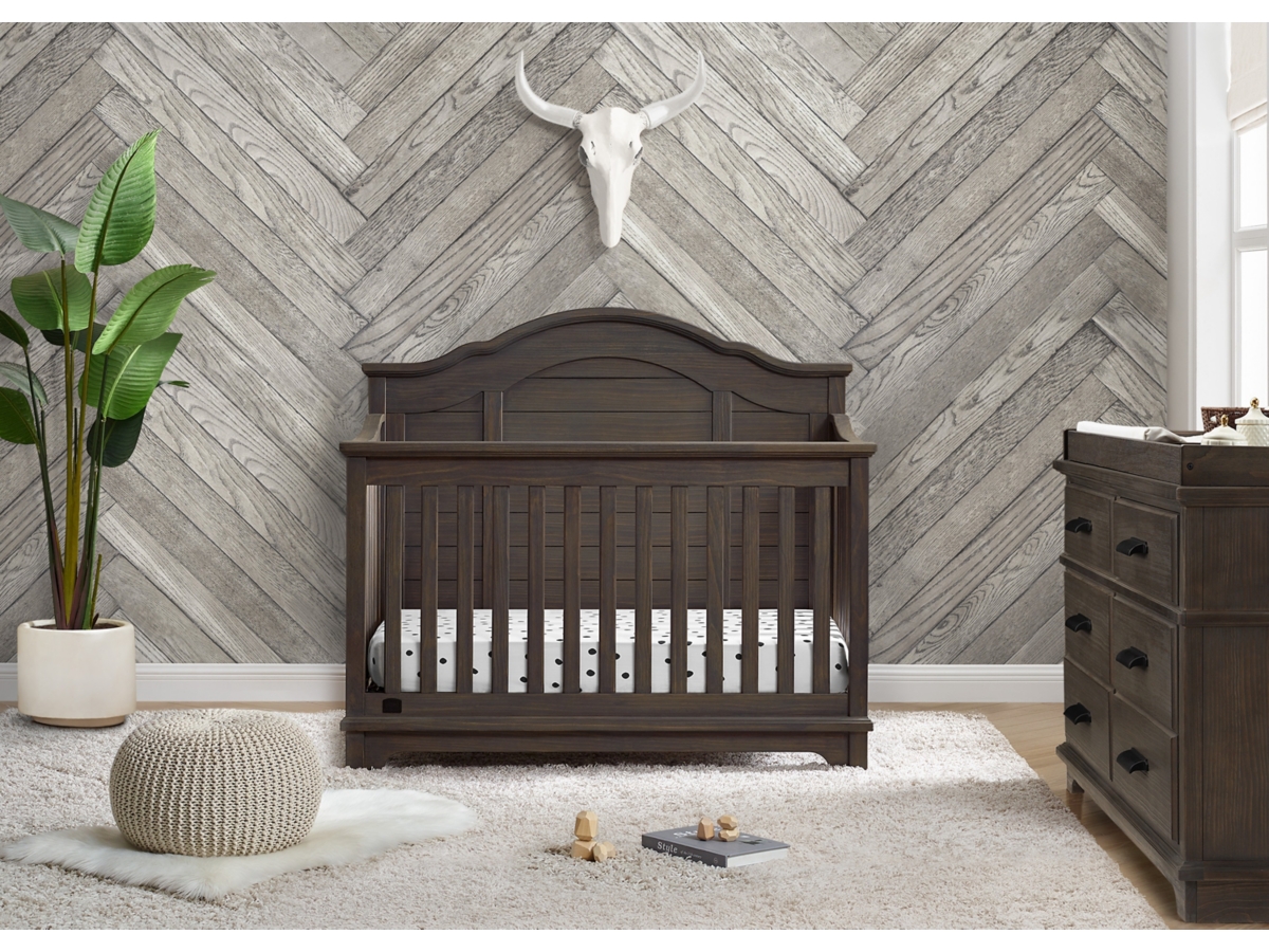 Delta Children Kids Asher 6-in-1 Convertible Crib With Toddler Rail, Rustic Gray, Rustic Gray, large