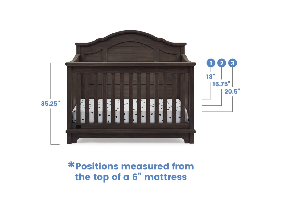 Delta Children Kids Asher 6-in-1 Convertible Crib With Toddler Rail, Rustic Gray, Rustic Gray, large