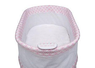 Keep your newborn safely nearby with the Sweet Dreams Bassinet by Delta Children. Designed to help baby and parents sleep better, it features breathable mesh sides for air flow and visibility, as well as an electronic pod that has vibration, music, nature sounds and nightlight. A dream come true for new parents, this bedside sleeper includes a machine washable bassinet sheet, storage basket that keeps essentials close and wheels that make it easy to move. The modern pattern ensures this bassinet flawlessly coordinates with any décor. This bassinet is recommended for babies 0-5 months. Max weight 30 lbs. Stop use at 5 months or once your infant begins to push up on their hands and knees, whichever comes first. Delta Children was founded around the idea of ma safe, high-quality children's furniture affordable for all families. They know there's nothing more important than safety when it comes to your child's space. That's why all Delta Children products are built with long-lasting materials to ensure they stand up to years of jumping and playing. Plus, they are rigorously tested to meet or exceed all industry safety standards.Vibration & sounds: this bassinet’s electronic pod features music, nature sounds, nightlight and vibrations | Airflow mesh: breathable mesh on sides promote airflow and provide visibility; bassinet includes 1-inch waterproof mattress pad and fitted sheet; sheet is machine washable | Tons of storage: storage basket under the frame keeps baby's necessities within reach; size: assembled dimensions: 32"l x 20"w x 30.5"h | Easy moveability: 4 loc wheels for easy movability from room to room | We put your baby's safety first: jpma certified to meet or exceed all safety standards set by the cpsc and astm; requires 4 aa batteries (sold separately)