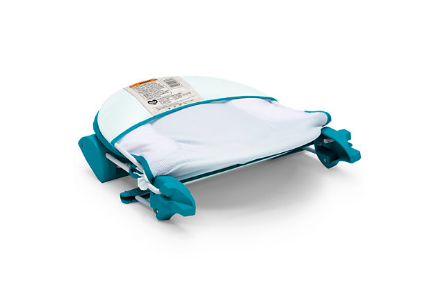 This Baby Bather by Delta Children provides a safe place to bathe your newborn. The bather's soft mesh material is gentle on baby's delicate skin and is easy to clean--the 2-poistion recline ensures your baby is in a comfortable position throughout bath time. Additional cushioning at the top provides needed head support. Use it in your sink or bath tub. The bather's compact fold is convenient for storage or travel.Recommended use: ideal for infants 0-6 months; holds up to 20 lbs.; use this bather until baby is sitting up unassisted | FITS IN SINKS AND BATH TUBS: Great alternative to bulky baby bath tub, this bather easily fits in your sink or tub without taking up a lot of space;| Assembled dimensions: 13"W x 22"L x 12"H | Compact fold for storage and travel: bather easily folds so you can store in any space or take on trips; folded dimensions 13"w x 14"l x 2.5"h | Adjustable recline: make baby as comfortable as possible with this newborn baby bath that features a 2-position recline; added cushioning cradles baby's head and provides needed support | Easy to clean: the soft mesh material is gentle on baby's delicate skin and easy to clean