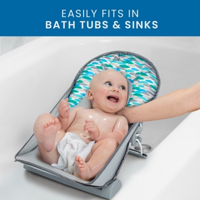 Delta Children Baby Bather – Includes 2 Reclining Positions, Gray Tide, , rollover