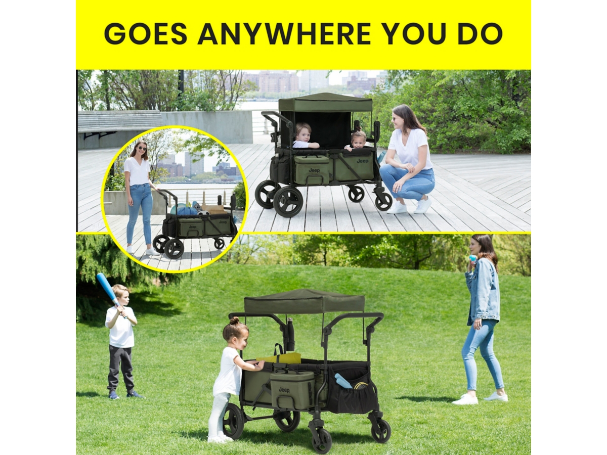 Delta Children Jeep Deluxe Wrangler Wagon Stroller With Cooler Bag And Parent Organizer, , large