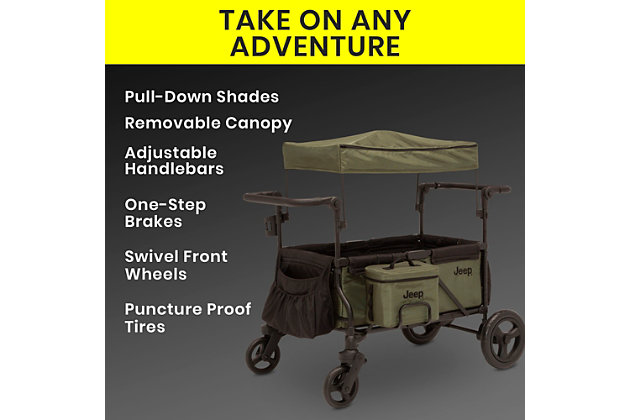 Delta Children Jeep Deluxe Wrangler Wagon Stroller With Cooler Bag And  Parent Organizer | Ashley