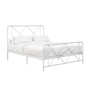 Atwater Living Elianna Metal Farmhouse Bed, Full White, White, large