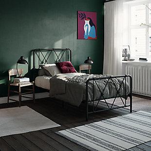 Atwater Living Elianna Metal Farmhouse Bed, Twin Black, Black, rollover
