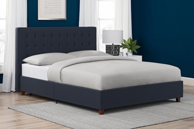 Atwater Living Elvia Upholstered Bed, Full, Navy, Navy, rollover