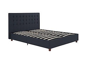 Atwater Living Elvia Upholstered Bed, Full, Navy, Navy, large