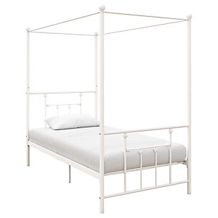 Atwater Living Maisie Canopy Bed, White, Twin, White, large
