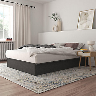 Atwater Living Micah Upholstered Platform Bed, Full, Gray Linen, , rollover