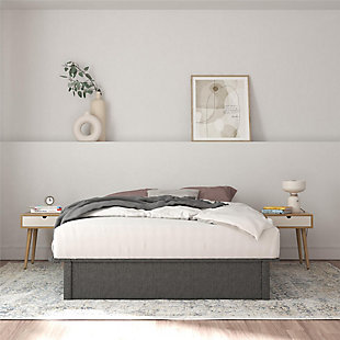 Atwater Living Micah Upholstered Platform Bed, Full, Gray Linen, , large