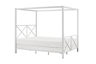 Atwater Living Reese Canopy Bed, Full, White, White, large