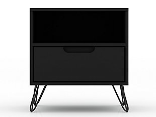 Modern One Drawer Nightstand, Black, large
