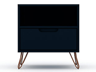 Modern One Drawer Nightstand, Blue, large