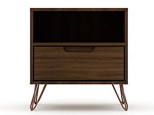 Modern One Drawer Nightstand, Brown, large
