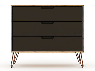 Modern Three Drawer Dresser, Natural/Gray, large