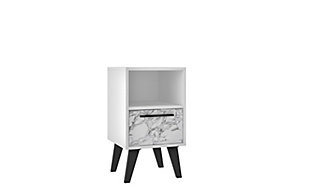Amsterdam One Drawer Nightstand, White Marble, large