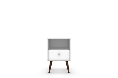 Liberty Mid-Century One Drawer Nightstand, White, large
