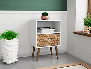 Liberty One Drawer Nightstand, White/Brown, rollover