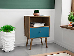 Liberty One Drawer Nightstand, Rustic Brown/Aqua Blue, rollover