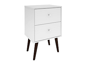 Liberty Mid-Century Two Drawer Nightstand, White, large