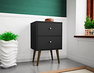 Liberty Two Drawer Nightstand, Black, rollover