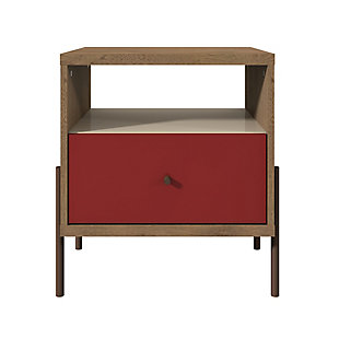 Joy One Drawer Nightstand, Red, large